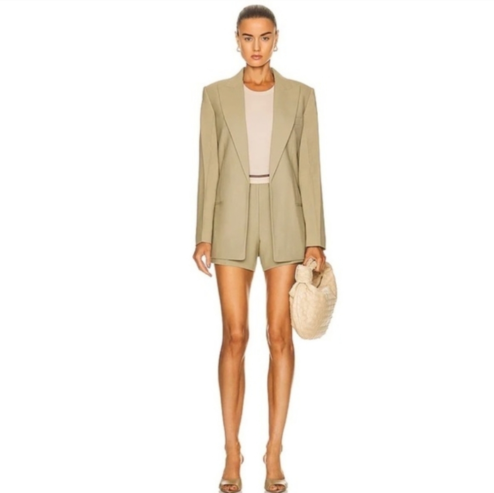 Women's Helmut Lang Logo Band Pull On Shorts In Ceder Stretch Wool Size 8 - Picture 3 of 10